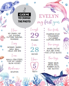 girl ocean birthday milestone poster 16x20 O004: 1565955856