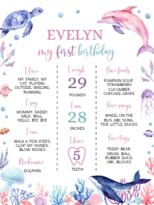 girl ocean birthday milestone 18x24 O004: 1565172052