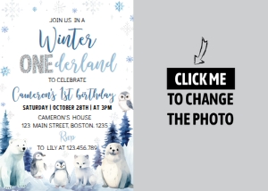 winter onederland photo invitation W016: 1797572560