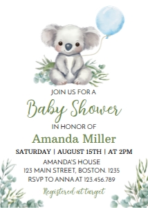 koala baby shower invitation K001: 1608489127