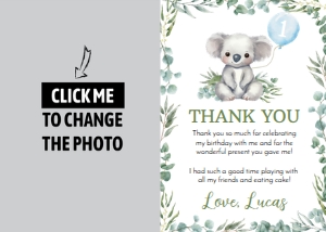 koala birthday thank you card K001: 1595517924