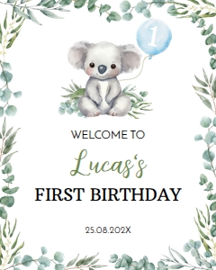 koala birthday welcome sign K001: 1595517924