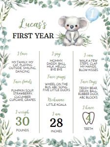 koala birthday milestone 18x24 K001: 1608492933