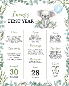 koala birthday milestone 16x20 K001: 1595517924