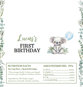 koala birthday chocolate wrapper Hershey K001: 1609580189