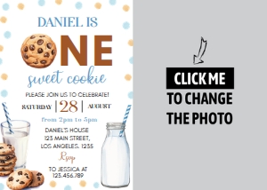 cookie birthday photo invitation C010: 1614429377