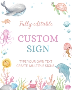 ocean pastel birthday custom sign O007: 1617615323