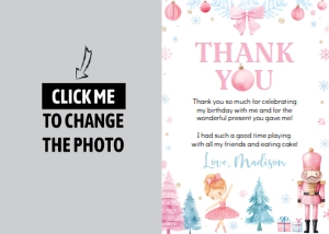 pink nutcracker birthday thank you card N003: 1619902101