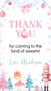 pink nutcracker birthday thank you tag N003: 1605726856