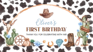 cowboy first rodeo gable box label C011: 1612085674