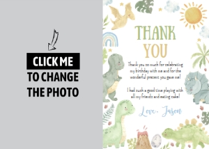 dinosaur birthday thank you card D014: 1618249980