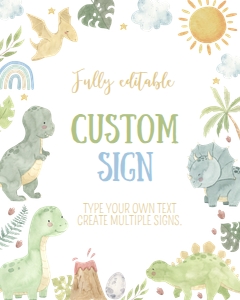 dinosaur birthday custom sign D014: 1618249980