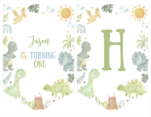 dinosaur birthday banner D014: 1618249980