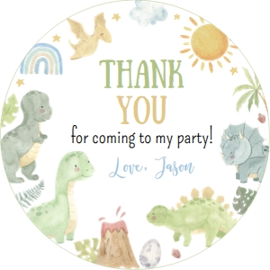 dinosaur birthday thank you favor D014: 1618249980