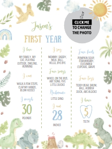 dinosaur birthday milestone poster 18x24 D014: 1618249980