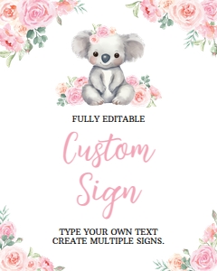 girl koala birthday custom sign K001: 1638294981