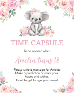 girl koala birthday time capsule K001: 1624122850