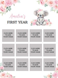 girl koala birthday photo collage 18x24 K001: 1638304535