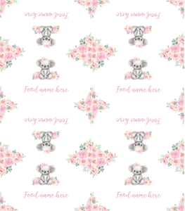 girl koala birthday food tent card K001: 1623491492