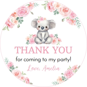 girl koala birthday thank you favor K001: 1638302211