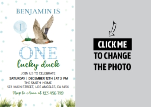 one lucky duck photo invitation L007: 9065