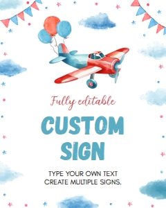 airplane birthday custom sign A007: 1656021063