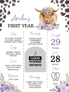 holy cow birthday milestone poster 18x24 C007: 1669988521