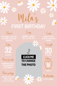daisy first birthday milestone poster 24x36 D003: 1390949125