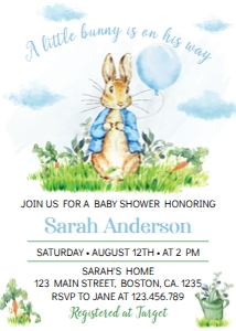 peter rabbit baby shower invitation P007: 1689764551