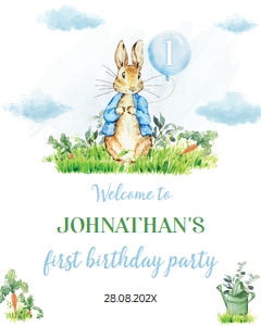peter rabbit birthday welcome sign P007: 1689788465