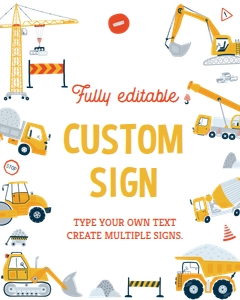 construction 2nd birthday custom sign C013: 1705937215