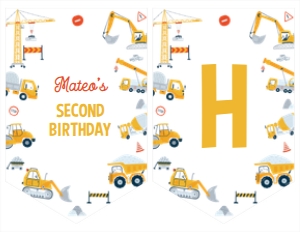 construction 2nd birthday banner C013: 1692203136