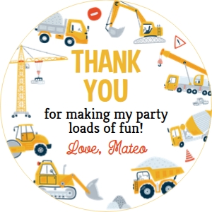 construction 2nd birthday thank you favor C013: 1692171958