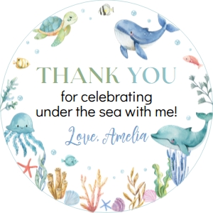 ocean birthday thank you favor O009: 1737860011