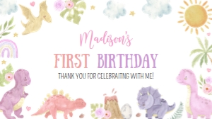 girl dinosaur birthday gable box label D014: 1726800342