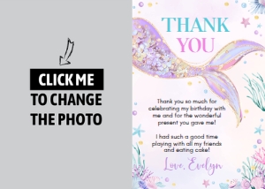 mermaid birthday thank you card M010: 1730933484