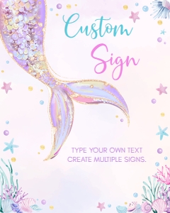 mermaid birthday custom sign M010: 1730900518