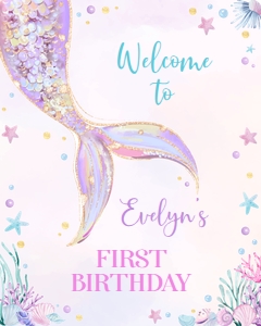 mermaid birthday welcome sign M010: 1745088417