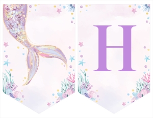 mermaid birthday banner M010: 1730893042