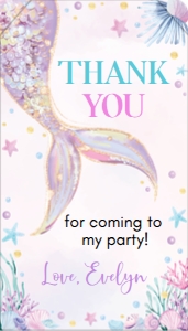 mermaid birthday thank you tag M010: 1730901658