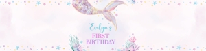 mermaid birthday water bottle label M010: 1730896666