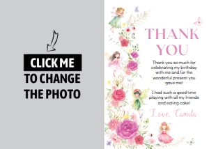fairy floral birthday thank you card F019: 9339