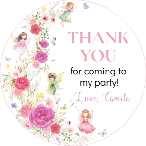 fairy floral birthday thank you favor F019: 9346