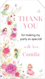 fairy floral birthday thank you tag F019: 9354