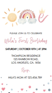 rainbow sunshine 1st birthday invite 1080 x 1920 R003: 1772450979