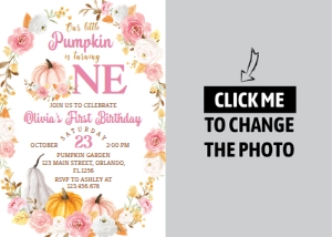 pumpkin birthday photo invitation P015: 1776035509