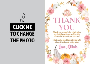 pumpkin birthday thank you card P015: 1768020380