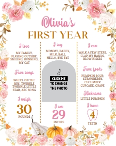 pumpkin birthday milestone poster 16x20 P015: 1768021516