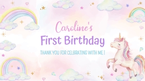 unicorn birthday gable box label U004: 1785802775