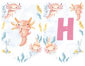 axolotl birthday banner A009: 9821